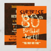 SURPRISE 80th Birthday Brown Ivory Oranje C735 Kaart (Voorkant / Achterkant)