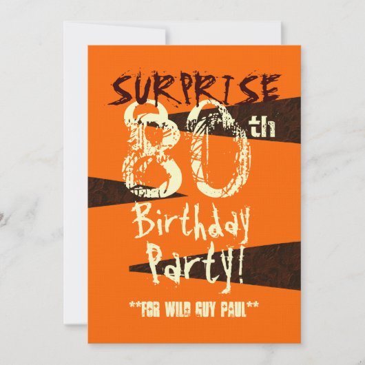 SURPRISE 80th Birthday Brown Ivory Oranje C735 Kaart (Voorkant)
