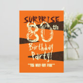 SURPRISE 80th Birthday Brown Ivory Oranje C735 Kaart (Staand voorkant)