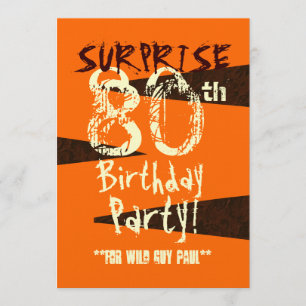 SURPRISE 80th Birthday Brown Ivory Oranje C735 Kaart