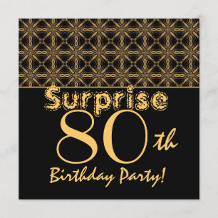SURPRISE 80th Birthday Gold and Black  Kaart