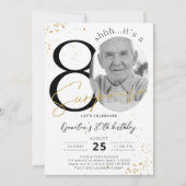 Surprise 80th Birthday Gold Photo Invitation Kaart (Voorkant)