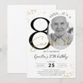 Surprise 80th Birthday Gold Photo Invitation Kaart (Voorkant / Achterkant)