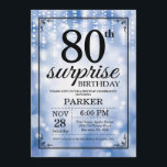 Surprise 80th Birthday Invitation Blue Glitter Kaart<br><div class="desc">Verrassend 80th Birthday Uitnodiging met de Blauwe Lichten van het Koord met de Blauwe Achtergrond van Glitter. Blauwe verjaardag. Volwassen verjaardag. Mannen of vrouwen uitgenodigd. 13e 15e 16e 18e 21e 30e 40e 50e 60e 70e 90e 100e, elke leeftijd. Voor verdere aanpassing, te klikken gelieve de knoop "van de Aanpassing het"en...</div>