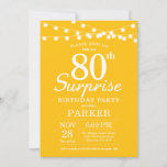 Surprise 80th Birthday Invitation Yellow Kaart<br><div class="desc">Verrassend 80th Birthday Uitnodiging met de Lichten van het Koord. Gele achtergrond. Mannen of vrouwen op zaterdag. 13e 15e 16e 18e 21e 30e 40e 50e 60e 70e 90e 100e, elke leeftijd. Voor verdere aanpassing, te klikken gelieve de knoop "van de Aanpassing het"en ons ontwerphulpmiddel te gebruiken om deze sjabloon te...</div>