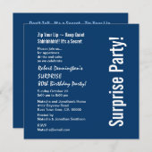 SURPRISE 80th Birthday Modern Navy Blue White W092 Kaart (Voorkant / Achterkant)