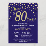 Surprise 80th Birthday Navy Blue en Gold Diamond Kaart<br><div class="desc">Verrassend 80e verjaardag Uitnodiging met Navy Blue en Gold Glitter Diamond achtergrond. Gold Confetti. Volwassen verjaardag. Mannelijke Mannen of vrouwen: Birthday. Voor verdere aanpassing,  te klikken gelieve de knoop "van de Aanpassing het"en ons ontwerphulpmiddel te gebruiken om deze sjabloon te wijzigen.</div>