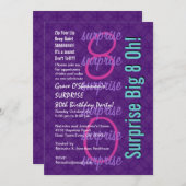 SURPRISE 80th Birthday Paars Pink Blue F218 Kaart (Voorkant / Achterkant)