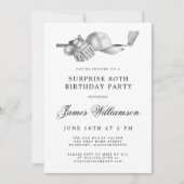 SURPRISE 80th Birthday Party Golf Theme Kaart (Voorkant)