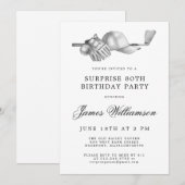 SURPRISE 80th Birthday Party Golf Theme Kaart (Voorkant / Achterkant)