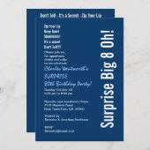 SURPRISE 80th Birthday Party Modern Blue and White Kaart (Voorkant / Achterkant)