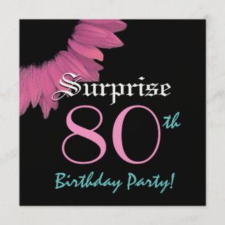 SURPRISE 80th Birthday Party Pink Sunflower Kaart