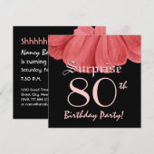 SURPRISE 80th Birthday Peach Flower Z306 Kaart (Voorkant / Achterkant)