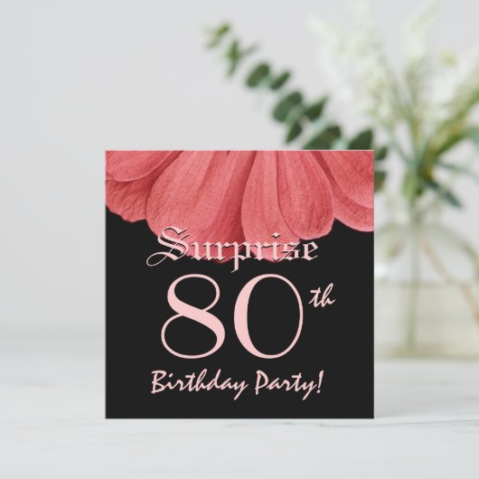 SURPRISE 80th Birthday Peach Flower Z306 Kaart (Staand voorkant)