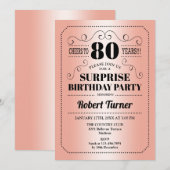 Surprise 80th Birthday - Roos Gold Zwart Kaart (Voorkant / Achterkant)