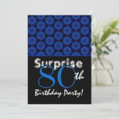 SURPRISE 80th Birthday Royal Blue Stars W1449 Kaart (Staand voorkant)