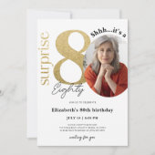 Surprise 80th Gold Birthday Invitation met foto Kaart (Voorkant)