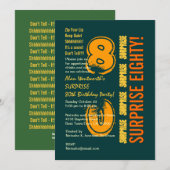 SURPRISE 80th Modern Birthday Green Gold W088 Kaart (Voorkant / Achterkant)