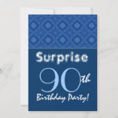 SURPRISE 90th Birthday Blue Diamond Pattern Kaart (Voorkant)