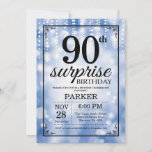 Surprise 90th Birthday Invitation Blue Glitter Kaart<br><div class="desc">Verrassend 90th Birthday Uitnodiging met de Blauwe Lichten van het Koord met de Blauwe Achtergrond van Glitter. Blauwe verjaardag. Volwassen verjaardag. Mannen of vrouwen uitgenodigd. 13e 15e 16e 18e 21e 30e 40e 50e 60e 70e 90e 100e, elke leeftijd. Voor verdere aanpassing, te klikken gelieve de knoop "van de Aanpassing het"en...</div>