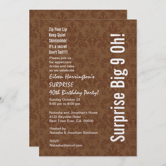 SURPRISE 90th Birthday Modern Wine and White A01 Kaart (Voorkant / Achterkant)