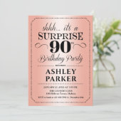 Surprise 90th Birthday Party - Roos Gold Kaart (Staand voorkant)