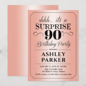 Surprise 90th Birthday Party - Roos Gold Kaart (Voorkant / Achterkant)