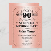 Surprise 90th Birthday - Roos Goud Zwart Kaart (Voorkant / Achterkant)