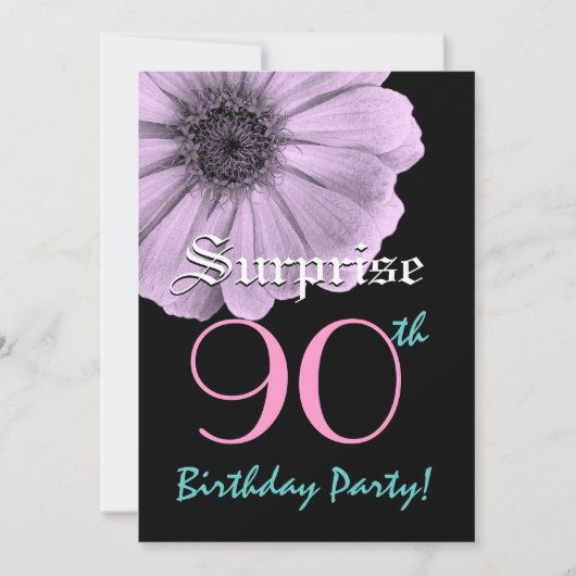 SURPRISE 90th Birthday Sjabloon Paarse Daisy Kaart (Voorkant)