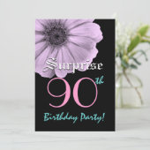 SURPRISE 90th Birthday Sjabloon Paarse Daisy Kaart (Staand voorkant)