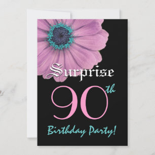 SURPRISE 90th Birthday Sjabloon Pink Daisy Kaart