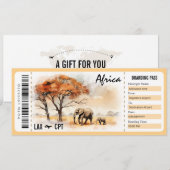 Surprise Africa Boarding Pass Cadeaubon Kaart (Voorkant / Achterkant)