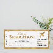 Surprise Afstudeer Boarding Pass Gouden Cadeau Tic Kaart (Staand voorkant)