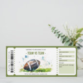 Surprise Amerikaans Football Ticket Sjabloon Kaart (Staand voorkant)