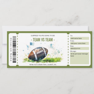 Surprise Amerikaans Football Ticket Sjabloon Kaart
