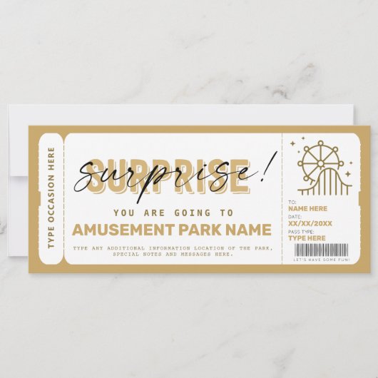 Surprise Amusement Park Theme Park Ticket Gift (Voorkant)