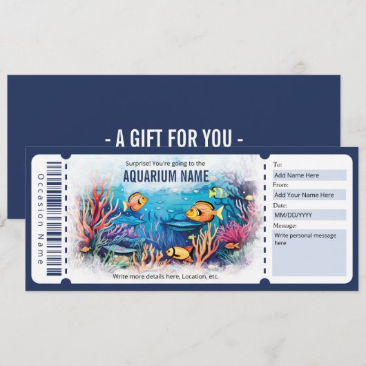 Surprise Aquarium Cadeaubon Kaart (Voorkant / Achterkant)