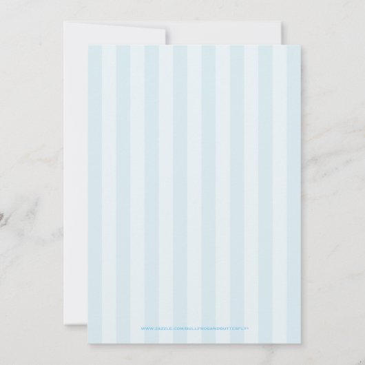 Surprise Baby shower Blue Stripes Invitation Kaart (Achterkant)