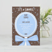 Surprise Baby shower Invitation Blue Kaart (Staand voorkant)