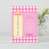 Surprise Baby shower Invitation Roze Baby Fles Kaart (Staand voorkant)