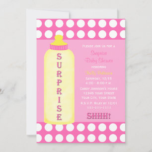 Surprise Baby shower Invitation Roze Baby Fles Kaart