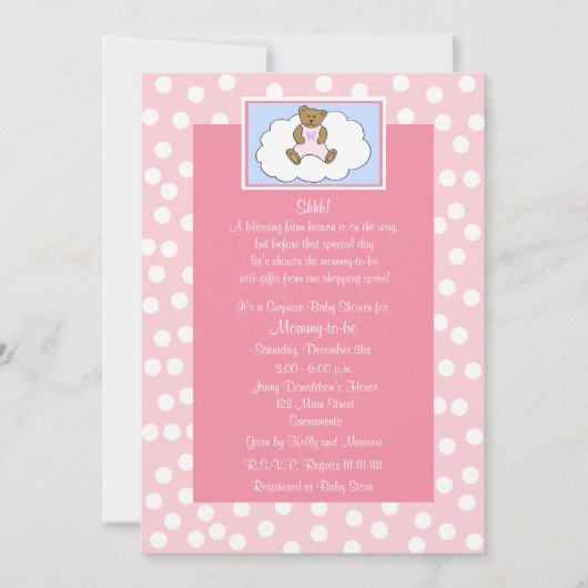 Surprise Baby shower Invitation Teddy Bear Kaart (Voorkant)