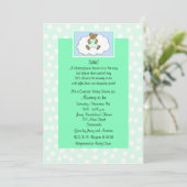 Surprise Baby shower Invitation - Teddy op groen Kaart (Staand voorkant)
