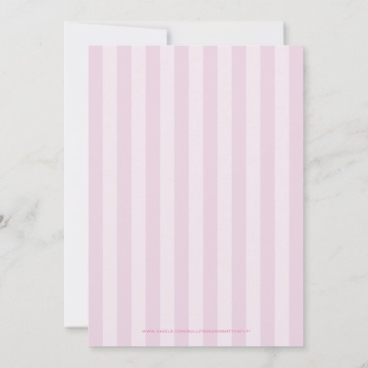 Surprise Baby shower Pink Stripes Invitation Kaart (Achterkant)