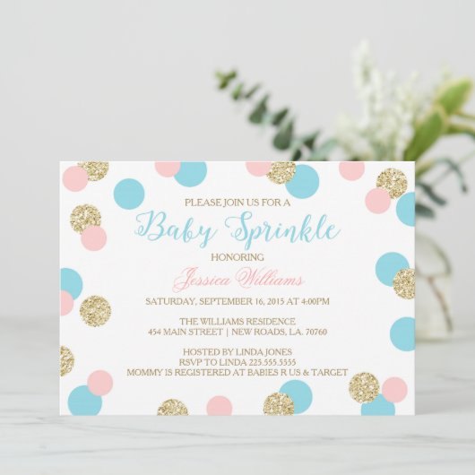 Surprise Baby Sprinkle Invitations Kaart (Staand voorkant)