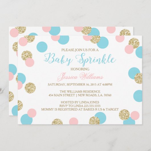 Surprise Baby Sprinkle Invitations Kaart (Voorkant / Achterkant)