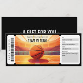 Surprise Basketbal Game Ticket Cadeaubon Kaart (Voorkant / Achterkant)