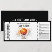 Surprise Basketbal Game Ticket Cadeaubon Kaart (Voorkant / Achterkant)