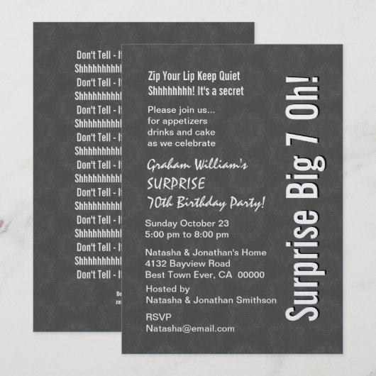 SURPRISE Big 7 Oh Birthday Gray Star Pattern Kaart (Voorkant / Achterkant)