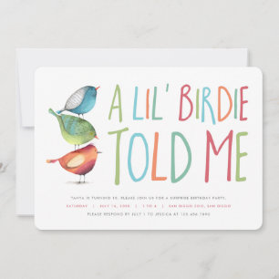 Surprise Birdie Birthday Party Invitation Kaart